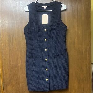 BeBop Navy Mini Dress with Gold Accents